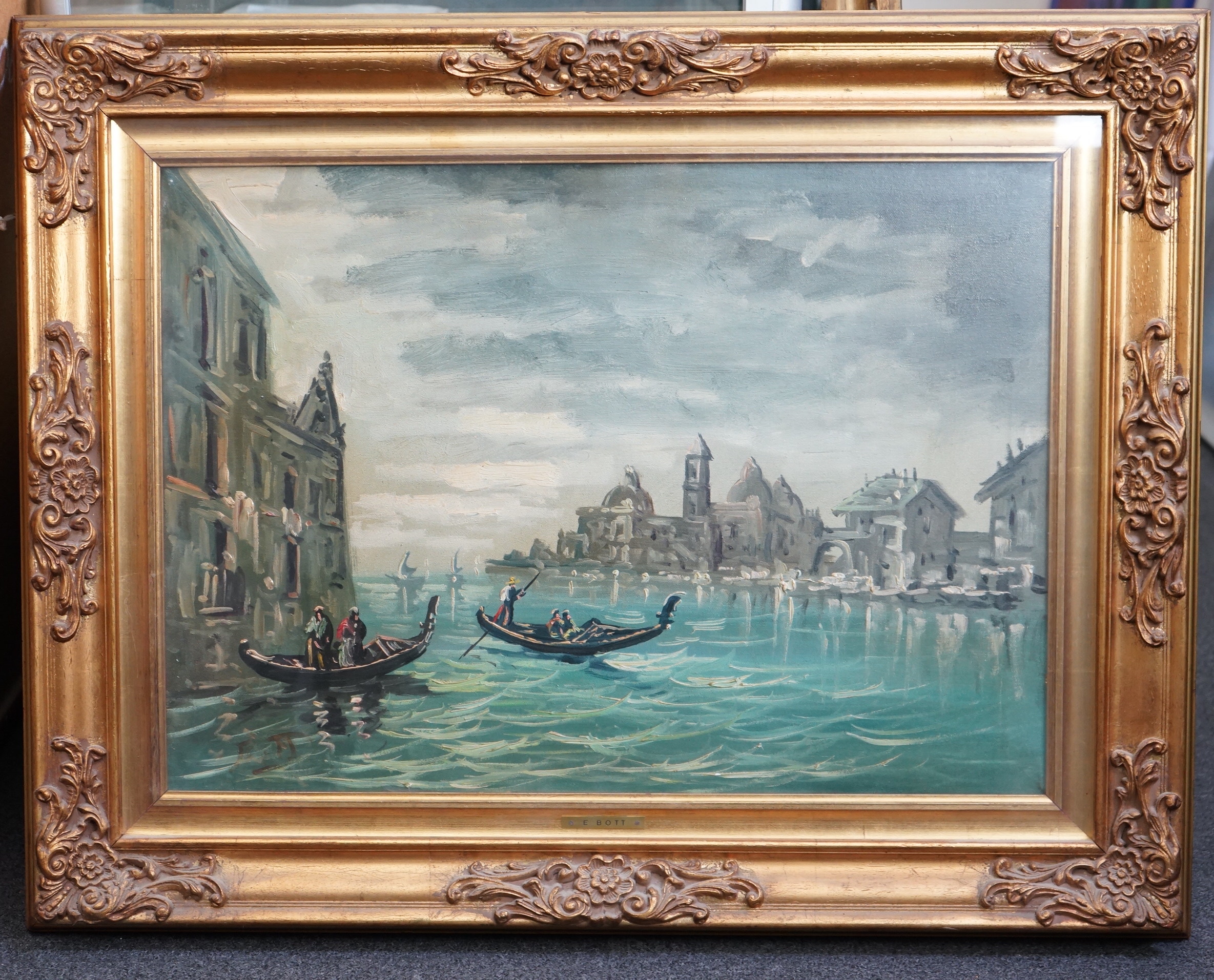 Emil Bott, oil on canvas, View of Venice, initialled, 49 x 68cm, Condition - good